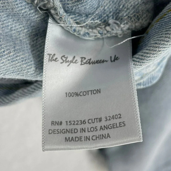 The Style Between Jacket Women's M Blue Button-Up Collared Wash Cropped Denim - Picture 9 of 10
